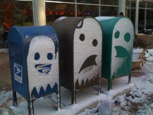 snow ghosts mailboxes